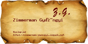 Zimmerman Gyöngyi névjegykártya